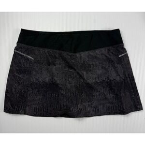 Lucy Active Skort‎ Athletic Running Skirt Built-In Shorts Black Gray L